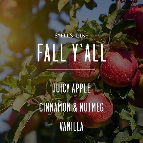 شموع الخريف - شمعة "It's Fall Yall" مع قرفة التفاح وجوزة الطيب، مملوءة بالزيوت العطرية، شموع معطرة بالخريف، هدايا ديكور لطيفة ومريحة، برطمان سعة 9 أونصة، حرق لمدة 50 ساعة، صنعت في الولايات المتحدة الأمريكية in Kuwait
