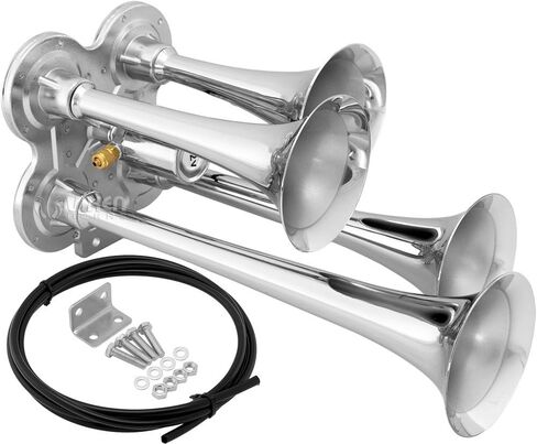 Vixen Horns Loud 4/Four Trumpet Train Air Horn with 12V Electric Solenoid Black VXH4114B in Saudi Arabia
