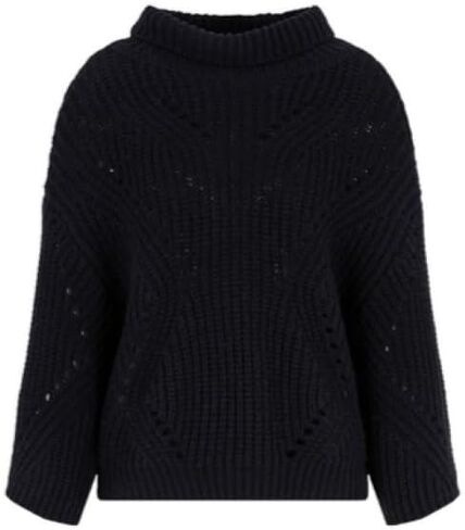 Armani Exchange Women's Turtleneck Pointelle Crop Sleeve Sweater in Saudi Arabia