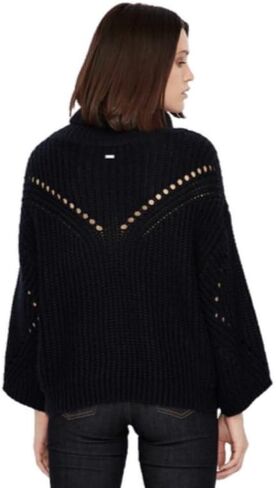Armani Exchange Women's Turtleneck Pointelle Crop Sleeve Sweater in Saudi Arabia