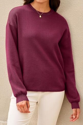 Arach&Cloz Women's 100% Cotton Crew Neck Fall Casual Relaxed Fit Sweater Tops 2025 in Saudi Arabia
