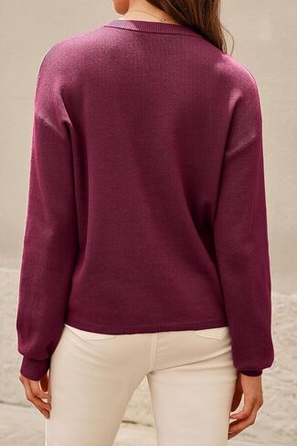Arach&Cloz Women's 100% Cotton Crew Neck Fall Casual Relaxed Fit Sweater Tops 2025 in Saudi Arabia