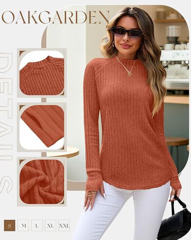 3 Pack Women's Sweater Long Sleeve Shirts Mock Turtleneck Tunic Tops Thumbhole Ribbed Curved Hem Loose Fall Clothes in Saudi Arabia
