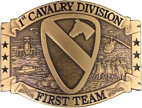 US Army 1st Cavalry Division Americas First Team, Solid Brass Belt Buckle in Saudi Arabia