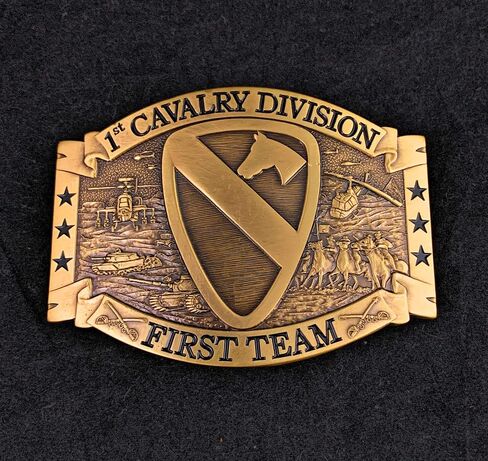 US Army 1st Cavalry Division Americas First Team, Solid Brass Belt Buckle in Saudi Arabia