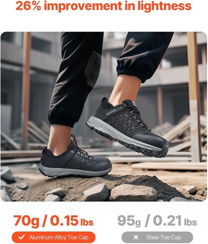 VEVOR Men's Aluminum Alloy Toe Lightweight Cushion Industrial Work Shoes Construction Sneakers Black in Saudi Arabia