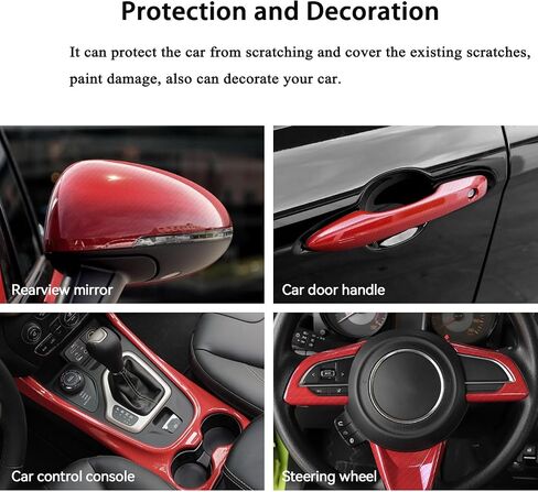 Carbon Fiber Vinyl Wrap for Cars, 6D High Gloss Car Wrap Vinyl Roll with Air Release, PVC Self Adhesive Auto Sticker Decal Interior Exterior(Red, 1ft x 10ft) in Saudi Arabia