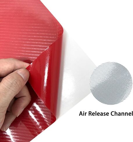 Carbon Fiber Vinyl Wrap for Cars, 6D High Gloss Car Wrap Vinyl Roll with Air Release, PVC Self Adhesive Auto Sticker Decal Interior Exterior(Red, 1ft x 10ft) in Saudi Arabia