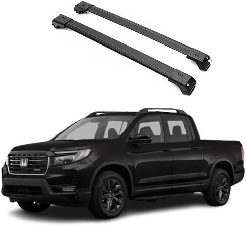 قضبان متقاطعة لحامل السقف من ERKUL لسيارة Honda Ridgeline 2017-2025 | قضبان عرضية من الألومنيوم بقفل مضاد للسرقة على السطح | متوافق مع القضبان المرتفعة - أسود in Saudi Arabia