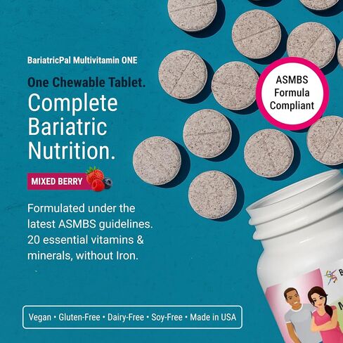BariatricPal Multivitamin ONE 1 per Day! Bariatric Multivitamin Chewable with 45mg Iron - Mixed Berry (30 Count) in Kuwait