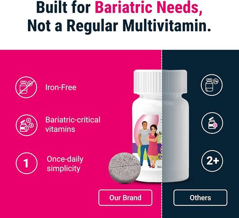 BariatricPal Multivitamin ONE 1 per Day! Bariatric Multivitamin Chewable with 45mg Iron - Mixed Berry (30 Count) in Kuwait