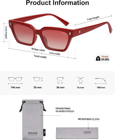 SOJOS Trendy Polarized Sunglasses Womens Men Retro Vintage 90s Cute Cat Eye Narrow Sun Glasses SJ2381 in Saudi Arabia