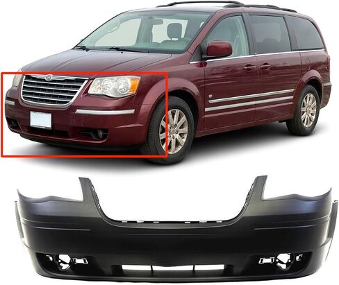 FitParts متوافق مع غطاء المصد الأمامي Chrysler Town & Country 2008-2010. معدة جديدة W/O Park Hls. CH1000927 1BG23TZZAB in Saudi Arabia