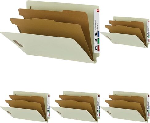 Smead 100% Recycled End Tab Classification Folder, 2 Dividers, 2" Expansion, Legal Size, Gray/Green, 10 per Box (29802) in Saudi Arabia