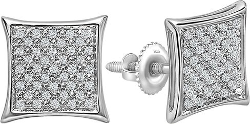 Dazzlingrock Collection 0.20 Carat (ctw) Round White Diamond 12.20mm Kite Shape Micro-pave Hip Hop Iced Out Studs in 925 Sterling Silver, Unisex Design Ladies, Mens Real Diamond Earrings in Saudi Arabia