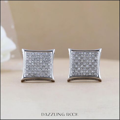 Dazzlingrock Collection 0.20 Carat (ctw) Round White Diamond 12.20mm Kite Shape Micro-pave Hip Hop Iced Out Studs in 925 Sterling Silver, Unisex Design Ladies, Mens Real Diamond Earrings in Saudi Arabia