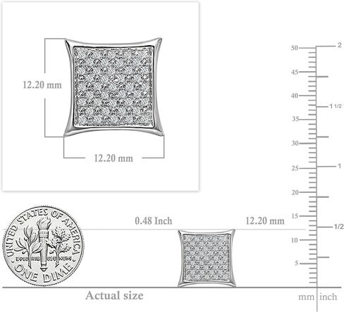 Dazzlingrock Collection 0.20 Carat (ctw) Round White Diamond 12.20mm Kite Shape Micro-pave Hip Hop Iced Out Studs in 925 Sterling Silver, Unisex Design Ladies, Mens Real Diamond Earrings in Saudi Arabia