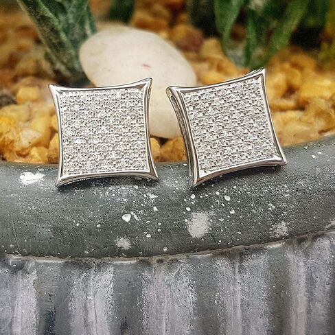 Dazzlingrock Collection 0.20 Carat (ctw) Round White Diamond 12.20mm Kite Shape Micro-pave Hip Hop Iced Out Studs in 925 Sterling Silver, Unisex Design Ladies, Mens Real Diamond Earrings in Saudi Arabia