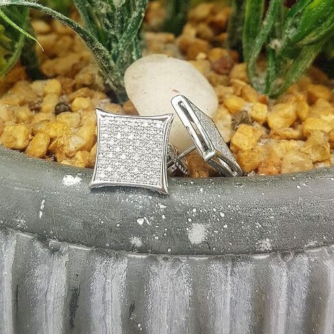 Dazzlingrock Collection 0.20 Carat (ctw) Round White Diamond 12.20mm Kite Shape Micro-pave Hip Hop Iced Out Studs in 925 Sterling Silver, Unisex Design Ladies, Mens Real Diamond Earrings in Saudi Arabia
