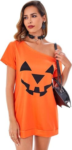 KINMIU Womens Crewneck Sweatshirt Short Sleeve One Shouler Tunic Shirt in Saudi Arabia