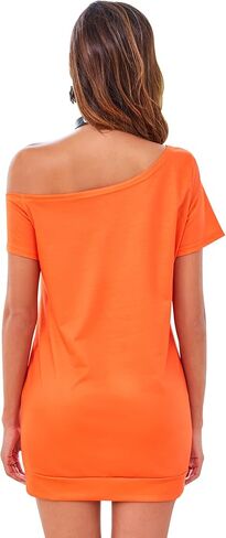 KINMIU Womens Crewneck Sweatshirt Short Sleeve One Shouler Tunic Shirt in Saudi Arabia