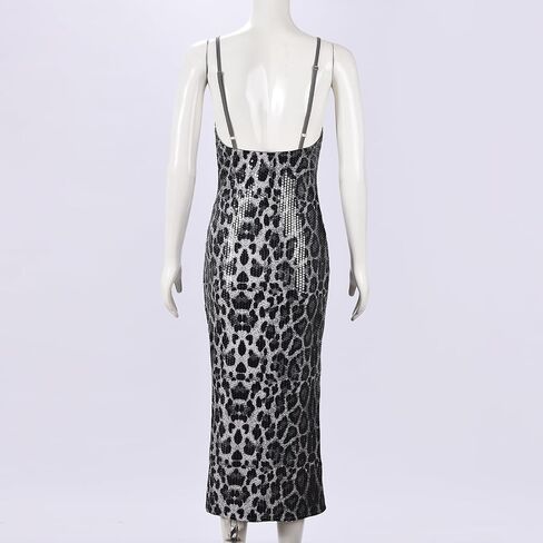 Women Sexy Sequin Spaghetti Strap V Neck Bodycon Dress Sparkly Formal Wedding Cocktail Dress in Kuwait