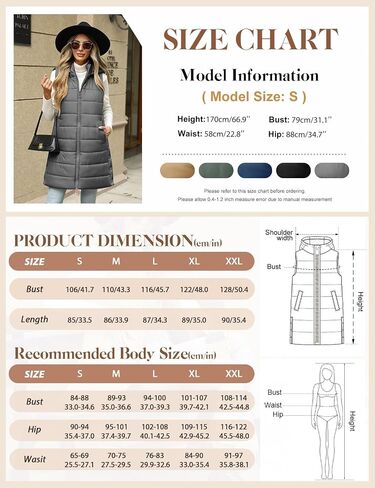 HEEKPEK Puffer Vest Women Long Hooded Sleeveless Zip Up Quilted Vests Outerwear Lightweight Puffy Jacket Fall Winter Coat in Kuwait
