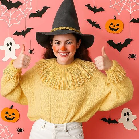 Mepase 10 أجهزة كمبيوتر شخصى هالوين فزاعة زوجين زي مجموعة الفضة قمع قبعة قفازات الفأس الفزاعة قبعة الرقبة المعصم الساق العلاقات مع ملصق القلب الأحمر للبالغين المعالج تأثيري التبعي in Kuwait