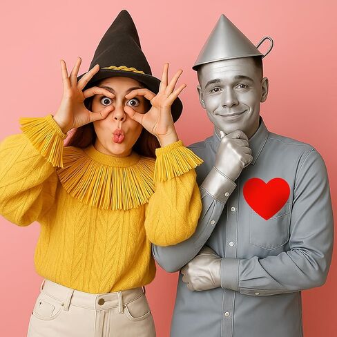 Mepase 10 أجهزة كمبيوتر شخصى هالوين فزاعة زوجين زي مجموعة الفضة قمع قبعة قفازات الفأس الفزاعة قبعة الرقبة المعصم الساق العلاقات مع ملصق القلب الأحمر للبالغين المعالج تأثيري التبعي in Kuwait