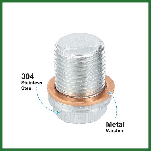 Motoforti M18x1.5 مسمار توصيل زيت المحرك الصلب مع حلقة ختم لفولفو XC60 XC90 S90 S70 C70 لفورد فوكس لون فضي طويل الأمد in Saudi Arabia