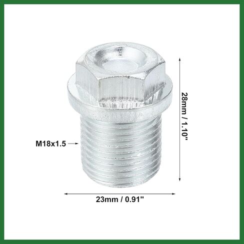 Motoforti M18x1.5 مسمار توصيل زيت المحرك الصلب مع حلقة ختم لفولفو XC60 XC90 S90 S70 C70 لفورد فوكس لون فضي طويل الأمد in Saudi Arabia