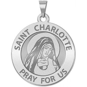 PicturesOnGold.com Saint Charlotte Round Religious Medal - - 1 Inch Size of a Quarter -Sterling Silver in Kuwait