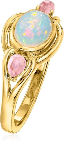 Ross-Simons Ethiopian Opal and .40 ct. t.w. Pink Tourmaline Ring in 18kt Gold Over Sterling in Saudi Arabia
