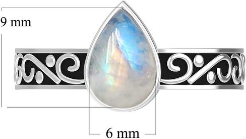 TISHAVI Native American South Western Style Pear Shaped Genuine Natural Gemstone Rings For Women, Sterling Silver Teardrop Ring Jewelry Gift For Women Mom Wife Girlfriend Sister in Kuwait