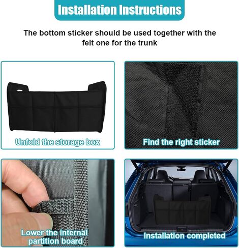 Car Trunk Organizer, Collapsible Multi-Compartment Auto Storage Box with 4 Pockets, Waterproof Oxford Fabric Car Trunk Container Accessories for Sedan SUV Truck (Grey) in Saudi Arabia