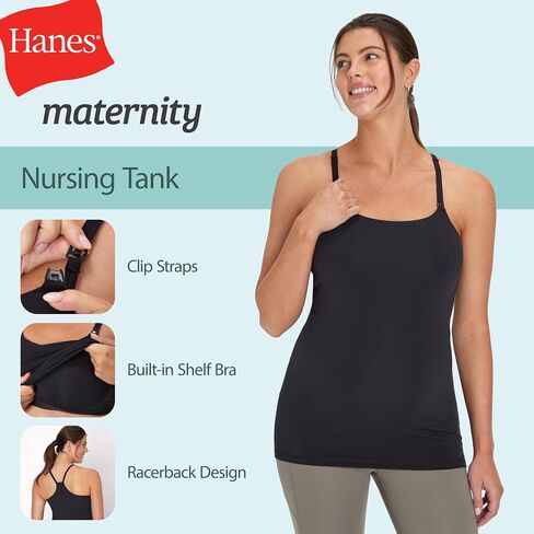 Hanes Women's Maternity Nursing, Stretch & Recover Racerback Breastfeeding Tank Top with Clip-Down Straps in Saudi Arabia