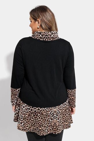 TIYOMI Plus Size Tunic For Women Long Sleeve Cowl Neck Turtle Neck Plain Solid Tops Flowy Hem Loose Fall Autumn Winter in Saudi Arabia