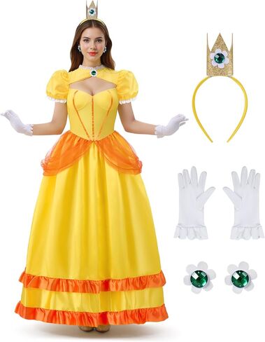 زي فستان أميرة الهالوين من Spooktacular Creations للنساء، فستان أصفر فاخر للحفلات التنكرية in Saudi Arabia