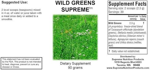 Supreme Nutrition Wild Greens, Pure 90 Grams Herbal Combination Powder in Kuwait