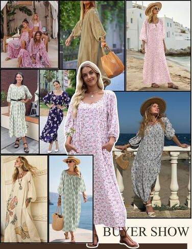 Ekouaer Moo Moos for Women 3/4 Sleeve Long Nightgowns House Dresses with Pocket S-3XL in Saudi Arabia