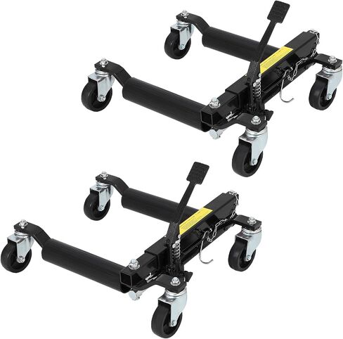 Hydraulic Car Wheel Dolly Jack Set of 2, Heavy Duty 1500 Lbs Car Wheel Dolly Vehicle Skates Positioning with Foot Pedal for Auto Tire Repairing, Vehicle Moving-Red in Saudi Arabia