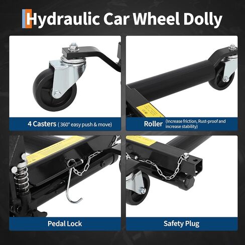 Hydraulic Car Wheel Dolly Jack Set of 2, Heavy Duty 1500 Lbs Car Wheel Dolly Vehicle Skates Positioning with Foot Pedal for Auto Tire Repairing, Vehicle Moving-Red in Saudi Arabia