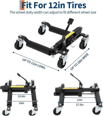 Hydraulic Car Wheel Dolly Jack Set of 2, Heavy Duty 1500 Lbs Car Wheel Dolly Vehicle Skates Positioning with Foot Pedal for Auto Tire Repairing, Vehicle Moving-Red in Saudi Arabia