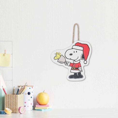 Peanuts Snoopy and Woodstock Warm Wishes Winter Hanging Wood Wall Decor - Fun Snoopy Christmas Sign for Home Decorating in Kuwait