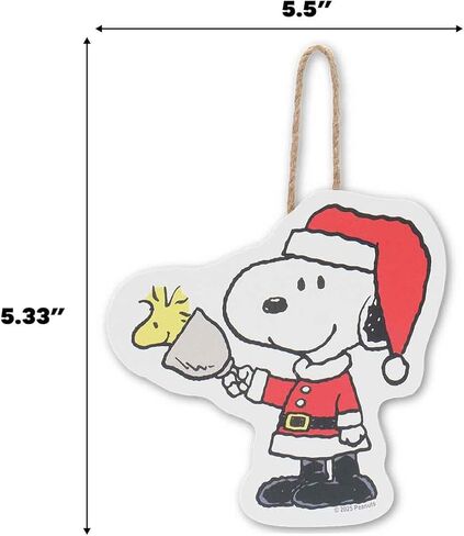 Peanuts Snoopy and Woodstock Warm Wishes Winter Hanging Wood Wall Decor - Fun Snoopy Christmas Sign for Home Decorating in Kuwait