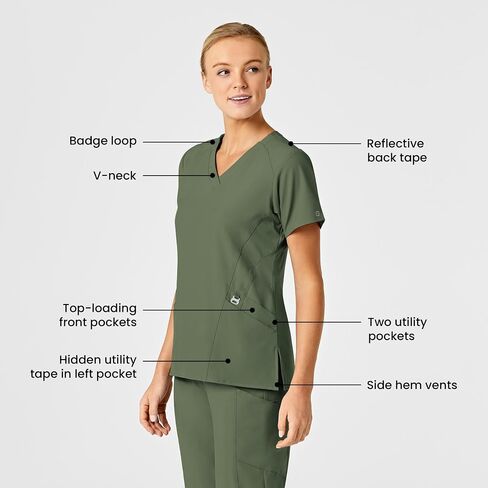 WonderWink Womens Stylized V-Neck Top Medical Scrubs Shirt, Royal, X-Large US in Saudi Arabia