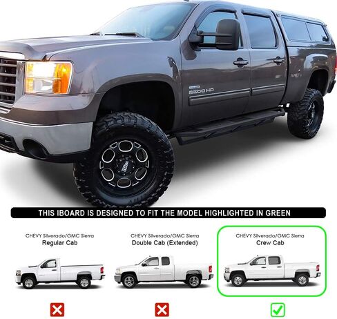 HD Ridez Pocket Drop Steps Armor متوافق مع Chevy Silverado GMC Sierra 1500 2500 3500 2001-2006 Crew Cab & Classic 07 (Nerf Bar Side Steps Side Bars) in Saudi Arabia
