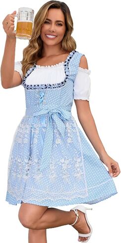 Populus 2-piece Oktoberfest Outfits Women German Dirndl Dress زي مهرجان أكتوبر البافاري التقليدي in Kuwait