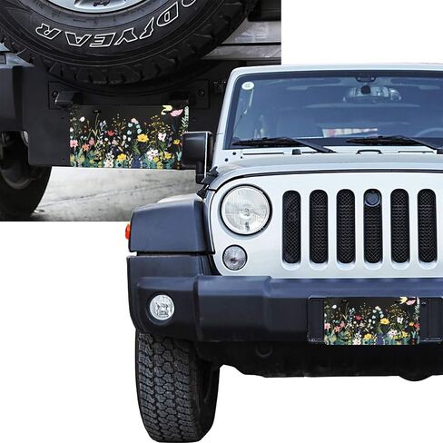 Wild Flowers Front License Plate for Women Car Vanity Plates Decorative Aluminum Metal Cute Novelty License Plate Cover for Men 6x12 Inch (4 Holes) in Saudi Arabia
