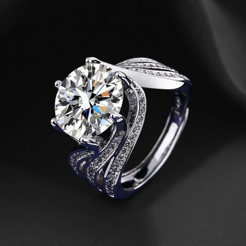 5 Carat Adjustable Opening Size Dove's Egg Moissanite Luxury Full Simulated Diamond Ring in Saudi Arabia